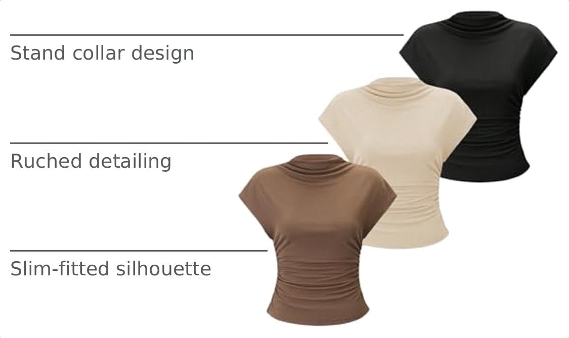 OYOANGLE Women's 3 Pack Business Casual Outfits Mock Neck Ribbed Tank Tops image 4