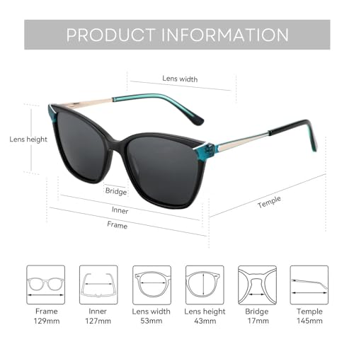 Gafas de Sol de Acetato de Moda para Mujer, Gafas de Sol cuadradas Retro con protección UV, Gafas de Sol Tipo Ojo de Gato