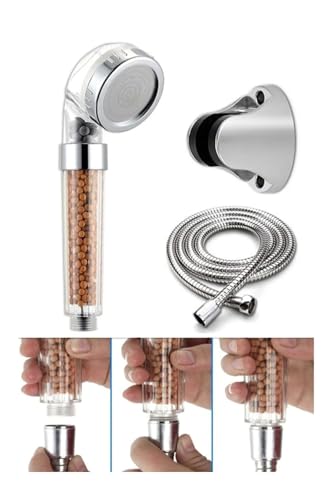 Filtreli Ve Su Tasarruflu Arıtmalı Duş Başlığı Seti Boncuklu Başlık Hortum Ve Mafsal Set