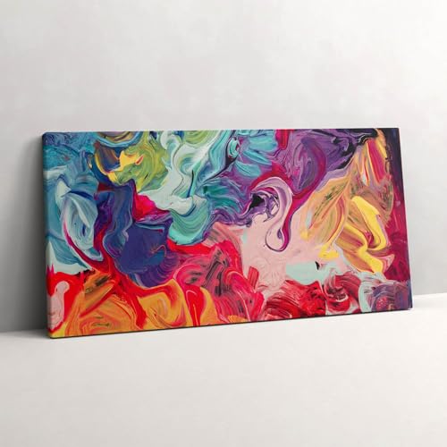 Tableau photo sur toile abstraction colorée 140x70cm pour décoration murale de salon
