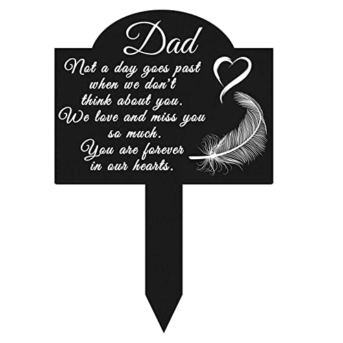 Oooct Metal Garden Stake Graves Cemetery Decorations, Cemetery Memorial Stake for Dad, Metal Yard Stake Grave Markers, Memorial Signs Marker for Dad Grave (13.8 X 7.1 Inches)