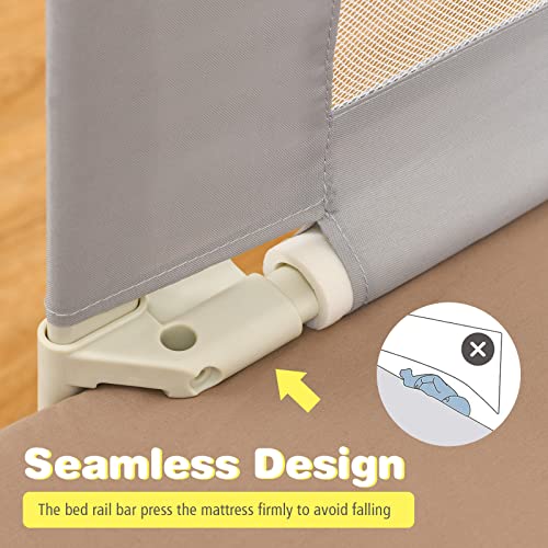 Image of BABY JOY Bed Rail for Toddlers, 57'' Extra Long, Height Adjustable, Foldable Baby Bed Rail Guard w /Storage Pocket & Double Safety Child Lock for Kids Twin Full Size Queen King Mattress (Gray, 57'')