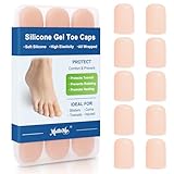 MasterMo 10 Pack Big Toe Gel Caps and Protector, Silicone Toe Bandages Covers - Provide Relief for Missing or Ingrown Toenails, Corns & Blisters - Ideal for Women and Men (Nude, M(10))