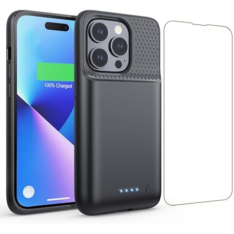 Battery Case for iPhone 14 Pro (6.1 Inch), [2024 Upgraded] Ultra-Slim 7200mAh Portable Extended Charger Case Cover Rechargeable Battery Pack for iPhone 14Pro Charging Case (Black) Cover
