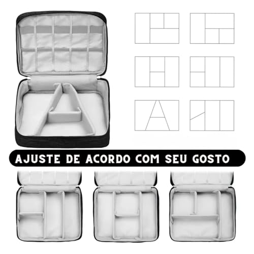 Estojo Organizador Para Cabos Fios Acessórios Eletrônicos Viagem Grande Duplo Modelo Rígido Portátil