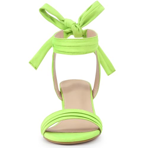 Image of Allegra K Women's Open Toe Ankle Tie Back Block Heels Sandals