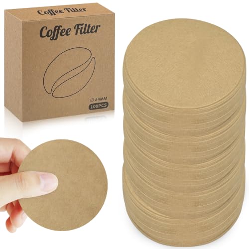 Wosyoodo 600 PCS Unbleached Natural Paper 64 mm / 2.5 Round Replacement Paper Filters Easy to Clean Value Pack for Espresso & Coffee Makers