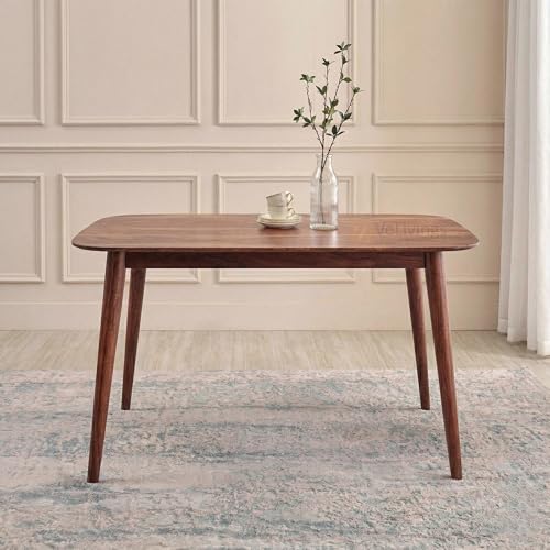 Image of VeLivings Solid Sheesham Wood 4 Seater Dining Table Set with Cane Back Chairs with Cushions for Dining Room | Living Room | Home & Office | Hotels Restaurant & Cafe (Honey Finish)