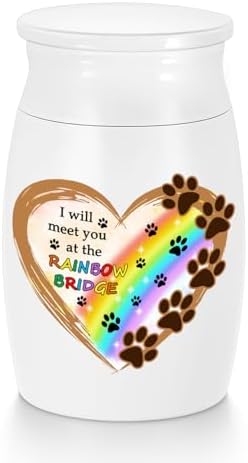 3 Inches Small Urns for Pet Ashes Rainbow Mini Urn Aluminum Memorial Small Ashes Keepsake Urn for Pet Dog Cat Ashes Mini Cremation Urn Ashes Holder