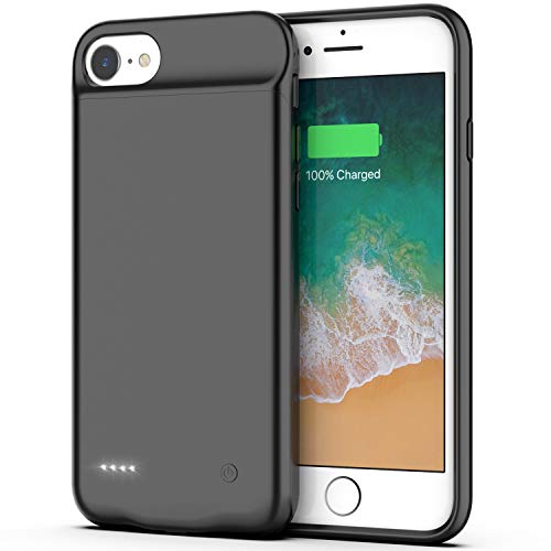 iPhone 8/7/6s/6 Battery Case, 3000mAh Portable Protective Charging Case iPhone 8/7/6s/6(4.7 inch) Slim Rechargeable Extended Battery Charger Case, Compatible Wire Headphones(Black)