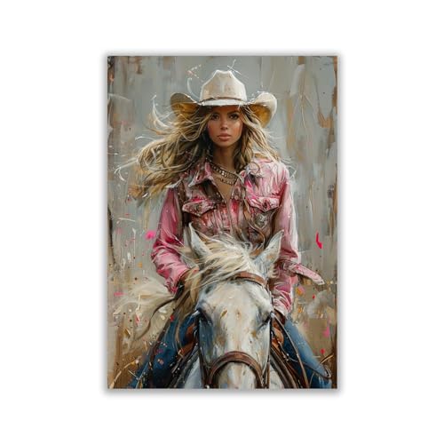 Tableau moderne abstrait de haute qualité, toile déco murale élégante fille à cheval