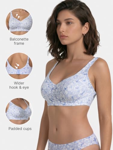 Image of Enamor Bamboo Cotton A077, Side Support, Everyday Women's T-Shirt Bra - 3X Softer, 4X More Absorbent, Antimicrobial, Padded, Wirefree, Full Coverage