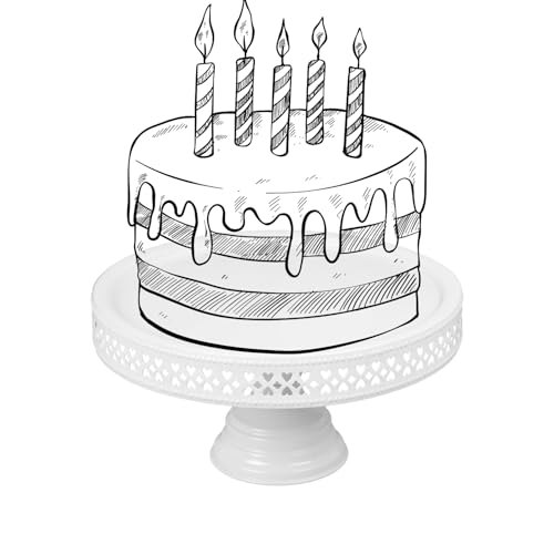 Image of White Cake Stand Pedestal - 13 inch Round Dessert Display Stand, 6.5 inch Tall Serving Holder for Cakes, Cupcakes, Parties, Weddings & Events