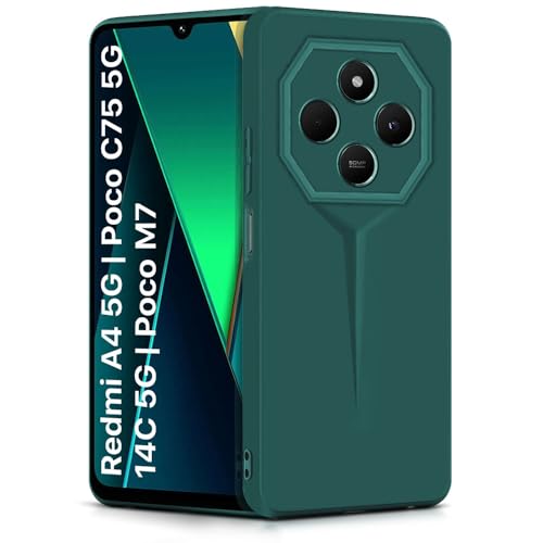 Image of WOW IMAGINE Back Cover for Redmi A4 5G | Poco C75 5G | 14C 5G | Poco M7 | Blade Series Ultra Thin Case with Lightweight Design | Camera Protection | Soft Matte Silicone Flexible Mobile Case - Green