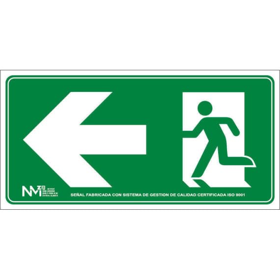 Señal de evacuación Salida Puerta Izquierda (solo pictograma) con capa luminiscente SEKURECO