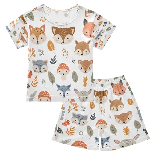 senya Short Sleeve Pajamas Sets Summer Cotton Sleepwear Mushroom Berry and Leaves