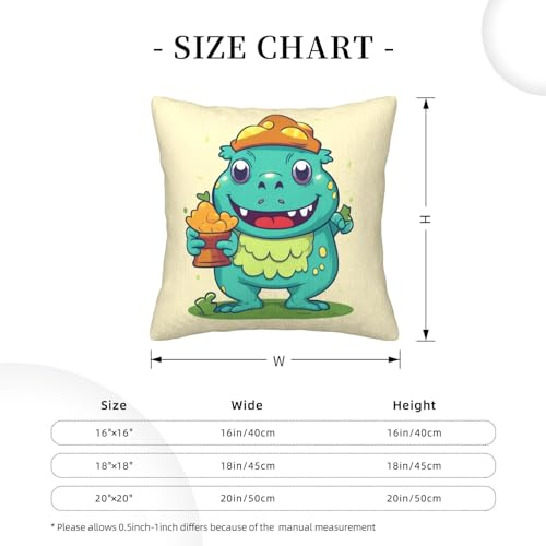 Housse de coussin décorative velours côtelé motif monstre