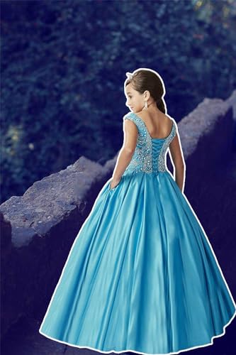 Girls A line Off The Shoulder Pageant Dresses with Pockets Rhinestone Princess Birthday Party Formal Prom Gowns4