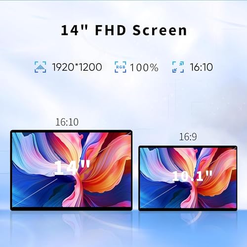 Image of FUNYET 2 in 1 Laptop Touchscreen, 14 Inch Tablet Laptop Computer, 12th Gen N100 Processor, 16GB DDR5 RAM, 512GB SSD, 1920 x 1200, Wi-Fi 6, BT5.2, Backlit Keyboard
