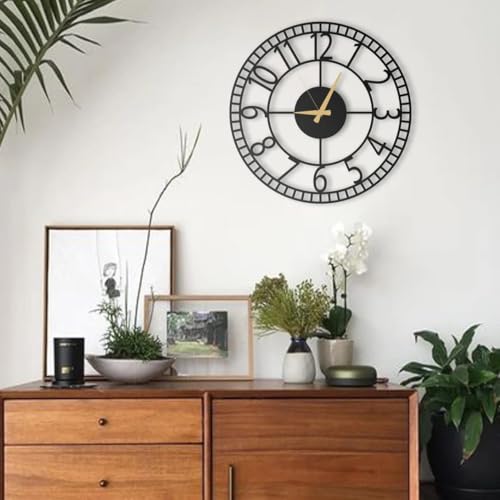 Image of Stylish Metal Wall Clock for Living Room, Bedroom, Office, Kitchen, Home and Hall | Antique Fancy Big Size Modern Wall Watch for Home Decor (DA-27, 50 CM)