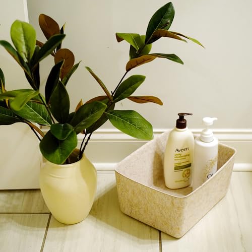 Image of Welaxy Felt Wide Deep Drawer Organizer Caddy Natural Oatmeal Closet Storage