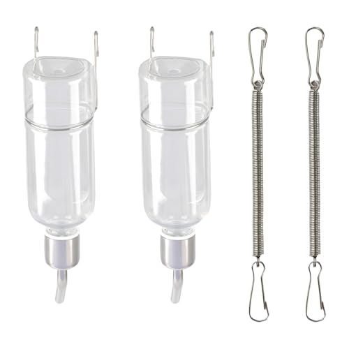 Wellrun 2 Pack Rabbit Water Bottle 180ml,Hanging Small Animal Drinking Dispenser,Automatic Water Feeder for Hamster,Chinchilla,Guinea Pig,Bunny