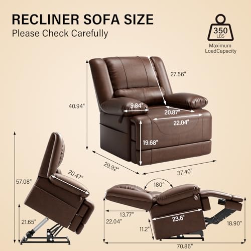 Sillón sin reclinar con cuero sintético marrón miniatura 2