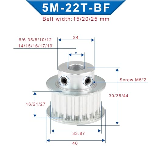Polea de correa de 22T con ancho de 20mm para transmisión circular precisa 2