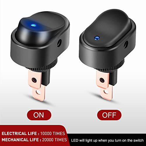 Image of Nilight 5PCS 12V 30A Blue LED Rocker Switch 3Pin SPST Oval 12mm Hole