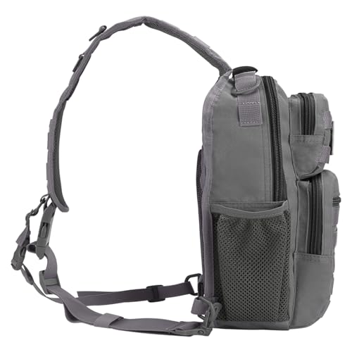 Image of Rover Sling Pack Tactical Shoulder Sling Bag Backpack with Bottle Holder Crossbody Chest Bag, Grey