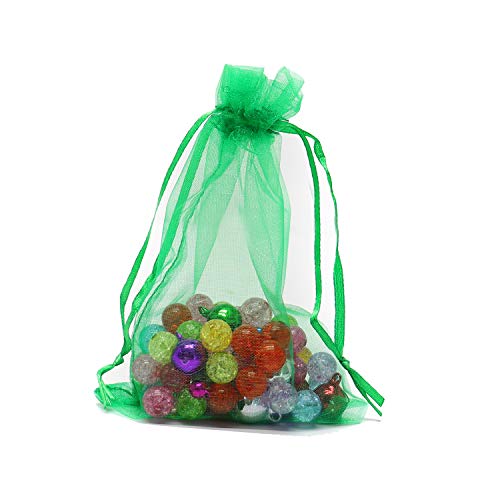 Image of Dealglad 50pcs Drawstring Organza Jewelry Candy Pouch Christmas Wedding Party Favor Gift Bags (3.5x4.5 inch, Green)