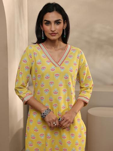 Image of Libas Printed Cotton Straight Kurta With Trouser and Dupatta