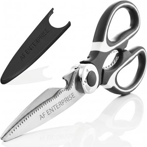 Image of Multi Purpose Kitchen Scissors Premium Stainless Steel Heavy Duty Kitchen Shears with Bottle Opener | Food Scissors for Meat, Chicken, Seafood, Vegetables, Herbs & BBQ | Strong Grip Non-Slip Handle