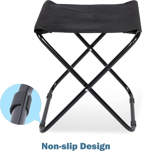 Image of MH Classic Camp Chair, Foldable Stool-Light weight Metal Material 17.5 Height Practical Foldable Stool Design Fishing Picnic Camping BBQ Beach Bath Hunting hiking, climbing a mountain Travel (B Black)