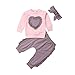 MY Household Bambino Vestiti T-Shirt Top e Pantaloni Set Neonato Natale Abbigliamento Set di Felpe per Bambina Infantile Abiti Autunno Inverno Completi per Bambini 0-2 Anni di Fascia per Capelli