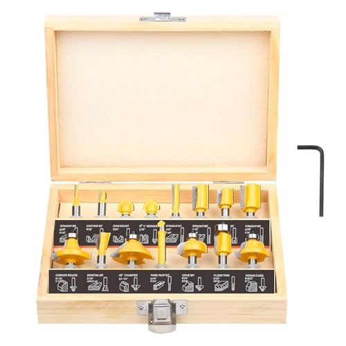 Boren 15Pieces Router Bits Set 1/4 Inch Shank Woodwork Tools，for Doors for Beginners Woodwork Tools，Tables,Shelves,Cabinets,DIY Woodwork.