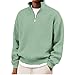 Lmdudan Mens Waffle Sweatshirt Casual Stand Collar Quarter Zip Pullover 2026 Spring Summer Ribbed Long Sleeve Sweatshirts Mint Green