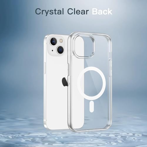 Image of Magnetic Case for iPhone 14 Compatible with MagSafe, Shockproof Phone Bumper Cover, Anti-Scratch Clear Back (Clear)