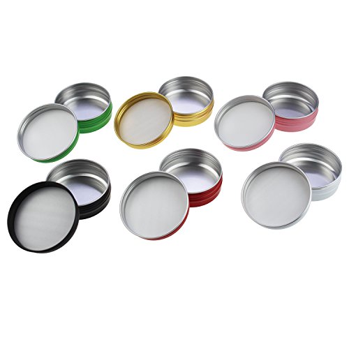 LJY 24 Pieces Multi-Colored Round Aluminum Cans Screw Lid Metal Tins Jars Empty Slip Slide Containers (2 oz)