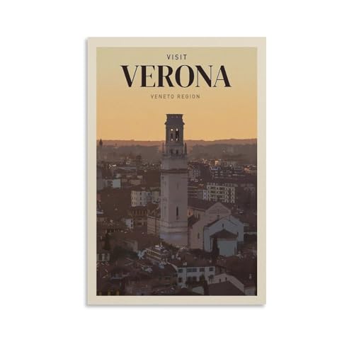 Fbaoda Verona Poster di Vitger, stampa artistica da parete su tela, decorazione artistica da parete per camera da letto, ufficio, decorazione artistica da parete, stile rustico, decorazione per la