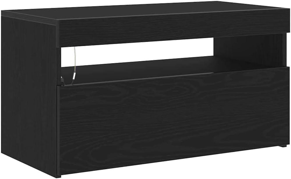 vidaXL TV Cabinet Black Oak 29.53 x 13.78 x 15.75 in Engineered Wood, Chic Lowboard TV Stand, Rectangular Cabinet for Media, Stylish Engineered Wood Furniture, Functional Home Design
