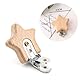 CUEMOON 6 Stück Schnullerclip,Holzclip Schnullerclips Holz Schadstofffrei, Schnuller Clip, Nuckelclip Baby Clip Nippel Halter für Baby