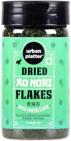 Urban Platter Dried Aonori Flakes, 20g (Dried Green Laver, Umami Enhancer, Nori Flakes, Authentic Japanese Seasoning for Ramen, Okonomiyaki, Yakisoba, Onigiri and Udon)