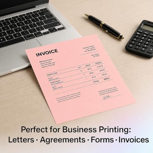 Image of A4 Premium Rose Pink Paper - 80 GSM Ultra Smooth Finish | Double Side Printable Colored Sheets For Invoicing, Office, Craft, Letterhead & Projects | Pack of 100 Sheets (Rose Pink)
