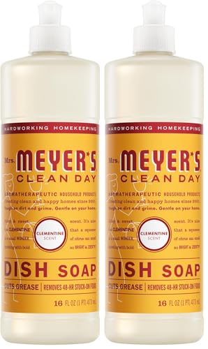 Image of Mrs. MEYER'S CLEAN DAY Liquid Dish Soap,Clementine Scent 16 Fl Oz,(Pack of 2)