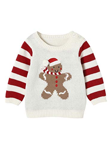 Vertbaudet Baby Weihnachts-Pullover mit Pfefferkuchenmann, Unisex wollweiß...