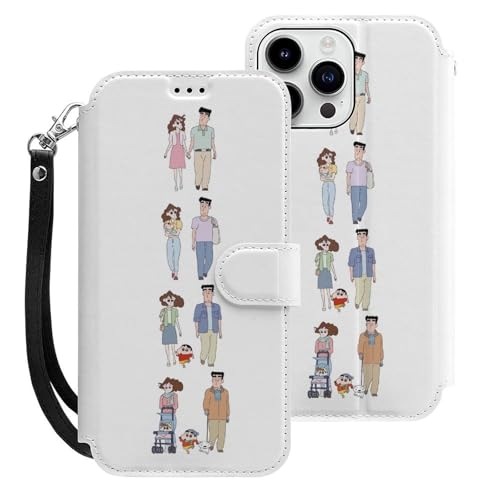 クレヨンしんちゃん iPhone15ProMax用ケース 手帳型 スマホケース アイホン15ProMax用 財布型カバー カードポケット スタンド機能 誕生日ギフト 人気 男女兼用