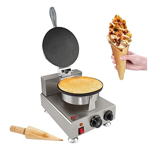 ALDKitchen Waffle Cone Maker | Commercial Waffle Roll Maker | Stainless Steel | Teflon Coating | Manual Control | 110V (Single)