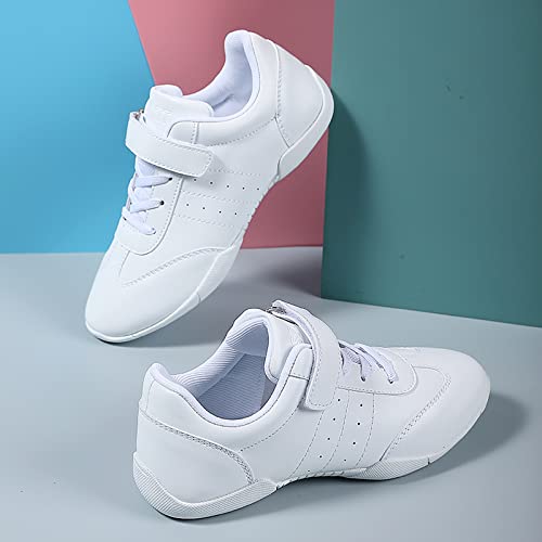 FLIOZY Girls White Cheerleading Dancing Shoes Kids Competition Athletic Training Tennis Cheer Sneakers Breathable Walking Sport Shoes3