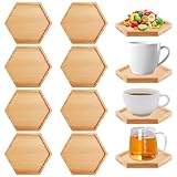 LOLYSIC 16 Stück Bambus Untersetzer, Mosaik Untersetzer Bastelset, Leere Bodenschalen Hexagon für Bastelarbeiten, Untersetzer für Pflanzen, Trinkbecher, Kerzen, DIY-Mosaikbedarf (12 × 10,5 cm)